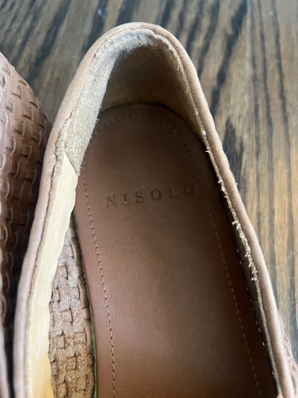 Nisolo | (8) Mara Woven Leather Slip On Flats in Almond - Picture 7 of 9